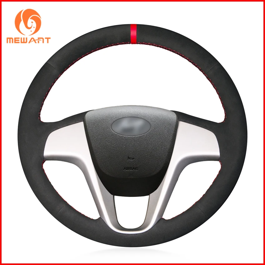 Запчасти из черной замши MEWANT чехол рулевого колеса автомобиля для Hyundai Solaris 2010 2016