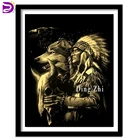 Алмазная живопись сделай сам, индейцы, Алмазная мозаика с волком, полная картина, квадратная, круглая, искусственная Бриллиантовая вышивка животными, домашний декор