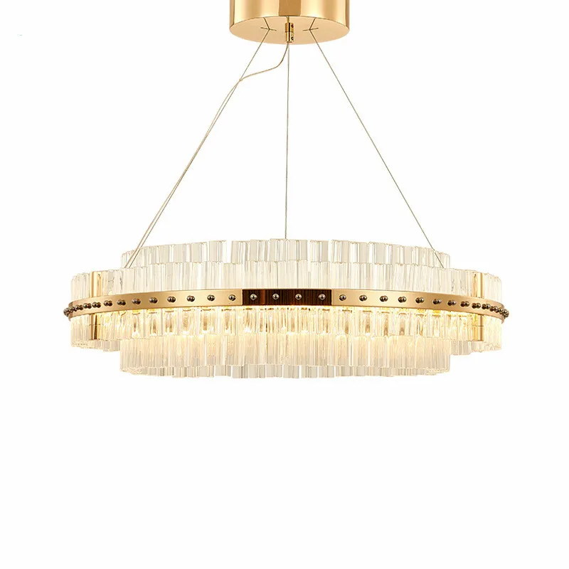 Пост Модерн 2 Слои K9 с украшением в виде кристаллов пластины золота хром Led люстра
