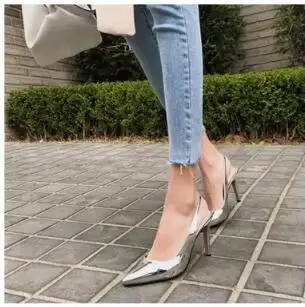 silver 8cm Коллекция года; сезон осень; Модные женские вечерние туфли-лодочки на высоком каблуке в уличном стиле; цвет золотой, серебряный - Цвет: silver 8cm