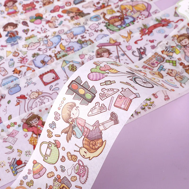 1 рулон милая васи-лента мультяшная девушка ежедневный узор маскировочная лента