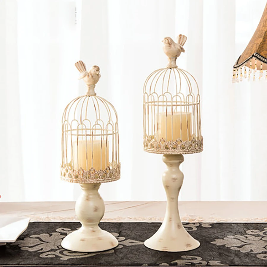 Подсвечник в ретро-стиле клетка виде птицы Рождественский держатель для свечи