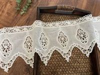 3 yards 6 6 inches cotton lace trim off white bordered with antique embroidery eyelet floral for home decorsewing accessories