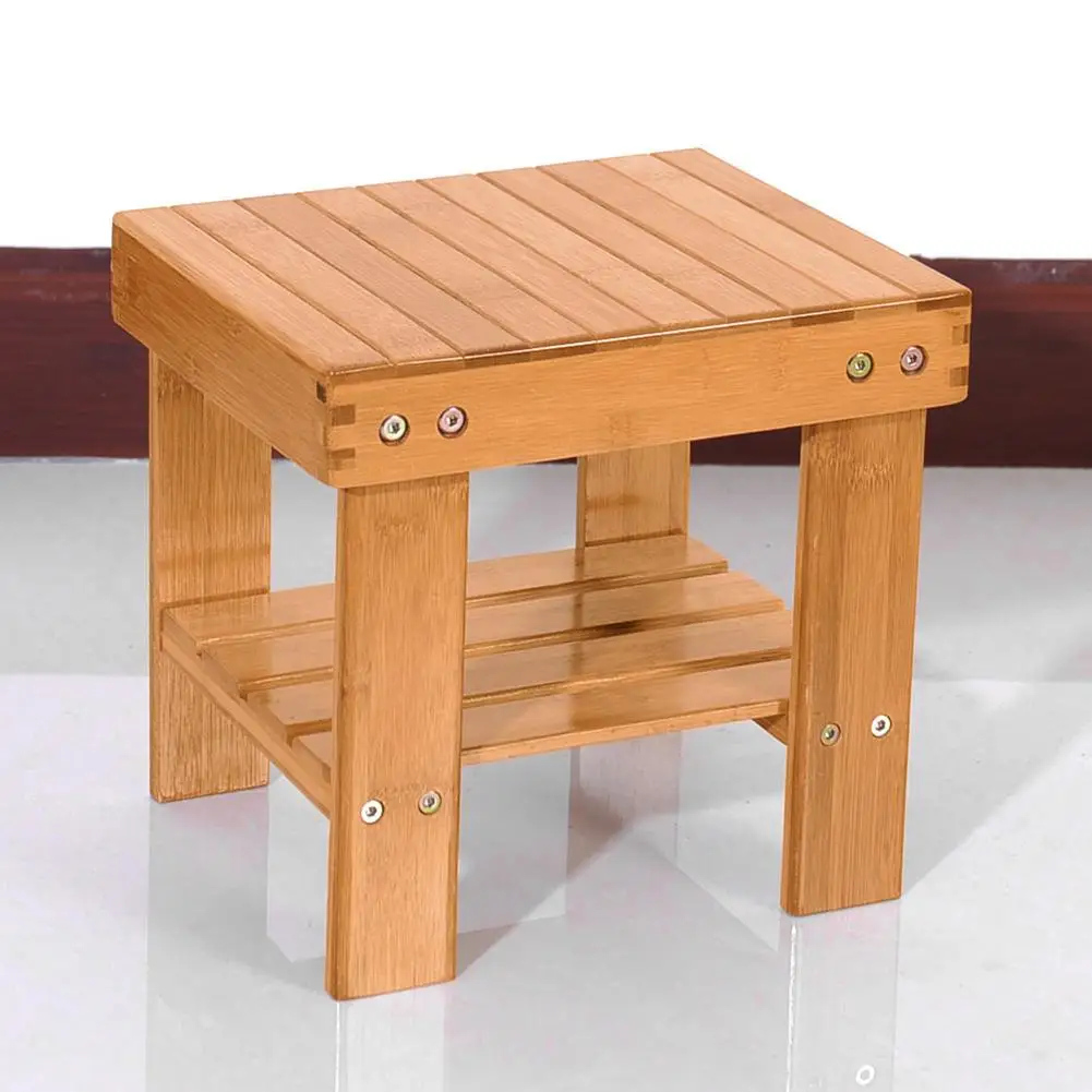 

Bamboo Wood Color Convenient Bench Stool Space-saving Safty for Children PaulowniaAsian Traditional furniture