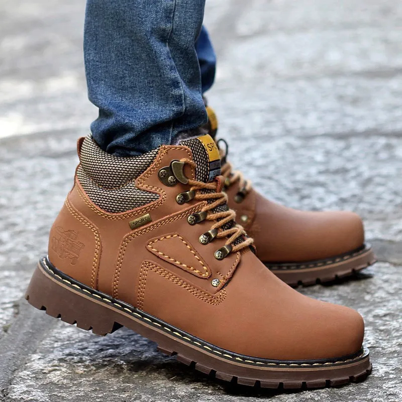 Мужские модные ботинки на шнуровке европейские размеры 38 44 Прочные мужские