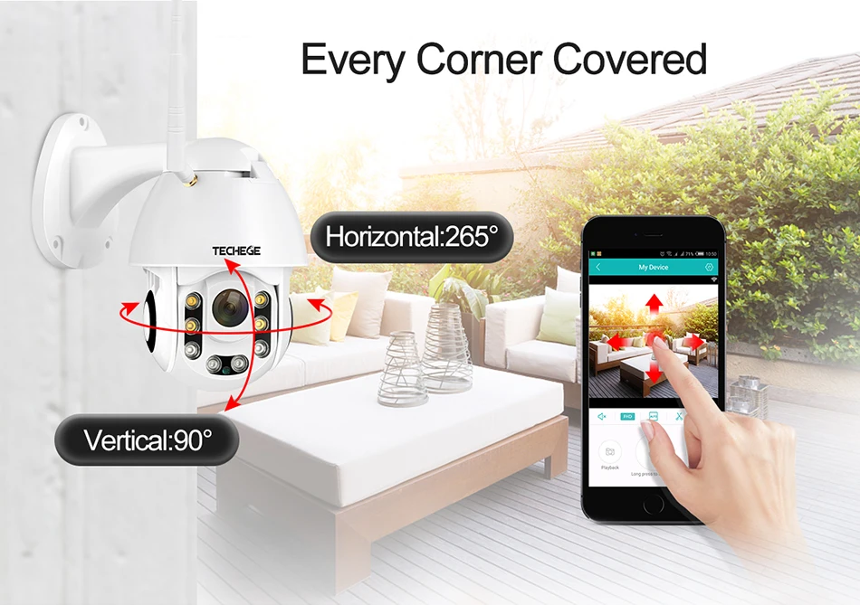 Techege HD 1080P Беспроводная IP камера CCTV AI обнаружения человека Pan Tilt Intercom 2MP камера безопасности TF хранение Открытый водонепроницаемый