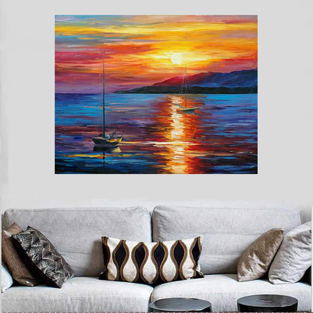 Морская и парусная картина маслом на холсте Настенная для дома декорация декор