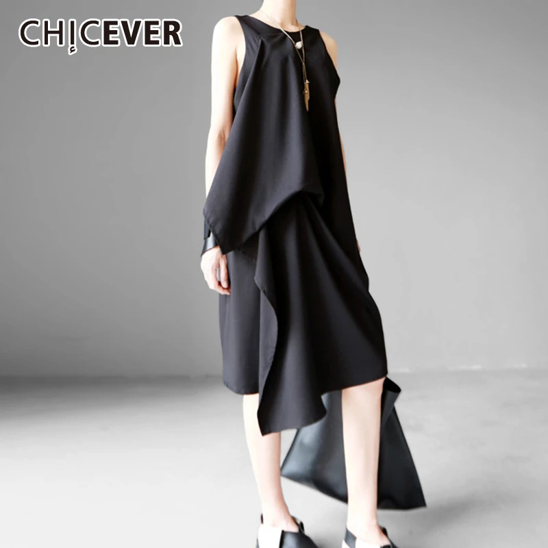 CHICEVER женское платье без рукавов с круглым вырезом и длиной до колена свободные