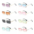 Солнцезащитные очки без оправы UV400 для мужчин и женщин, прямоугольной формы в стиле ретро, градиентные маленькие квадратные, для езды на велосипеде и вечеринок, лето 2021