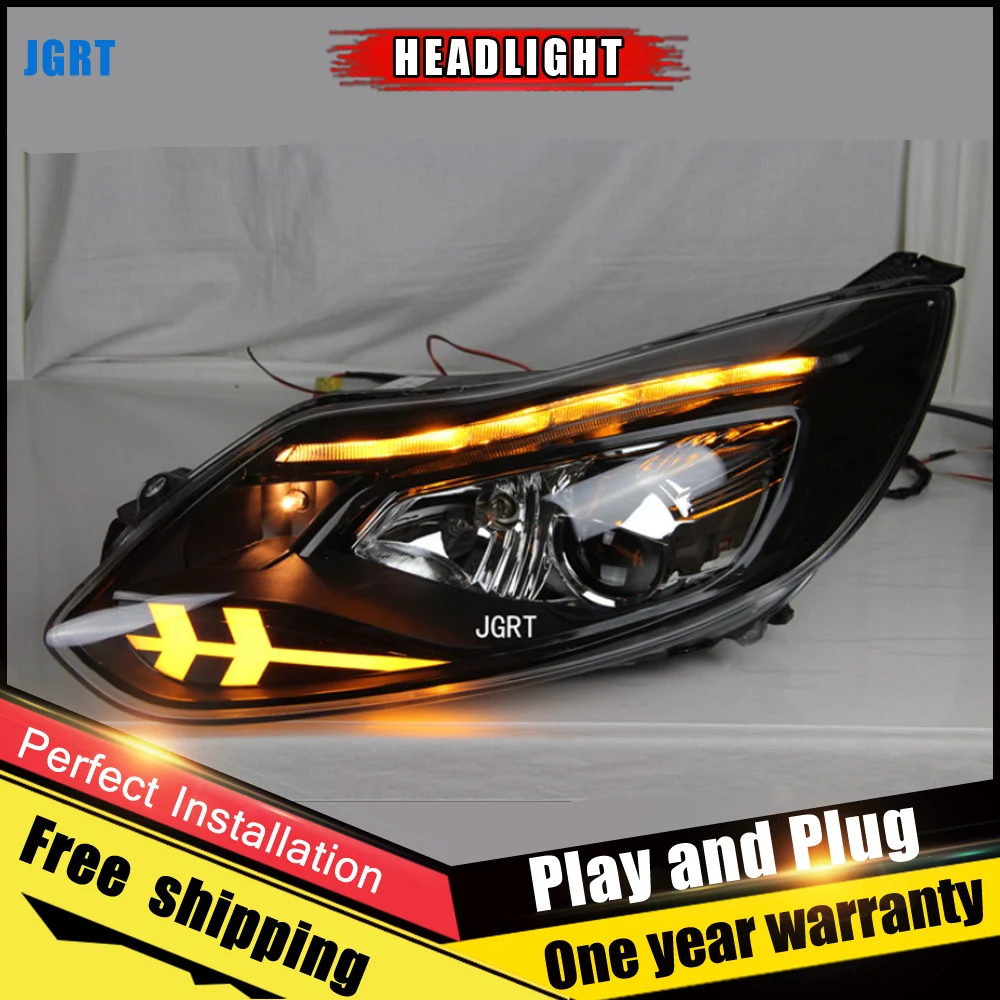 

2PCS Car Style LED headlights for Ford Focus 2012-2014 for Focus head lamp LED DRL Lens Double Beam H7 HID Xenon bi xenon lens