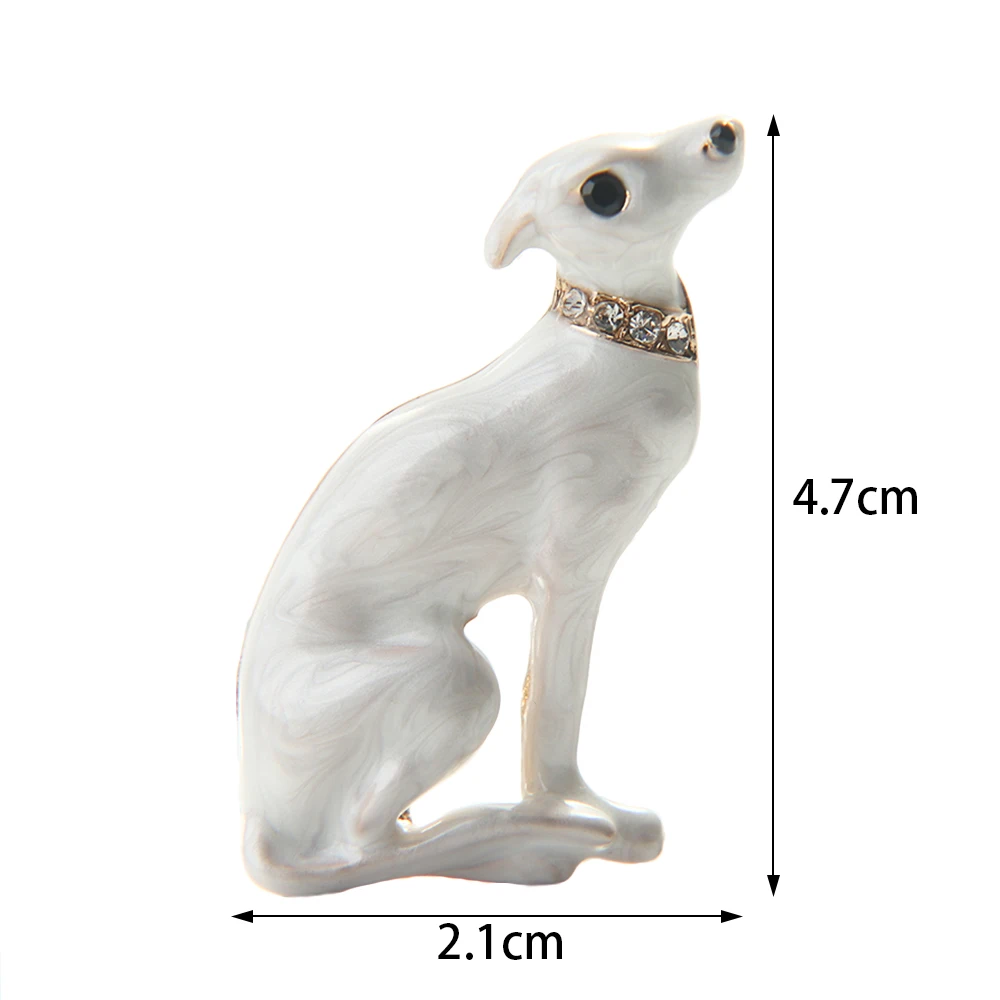 Металлическая брошь в виде милой белой собаки модные стразы воротник с отворотом