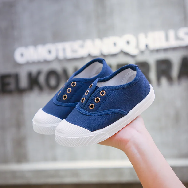 Детская обувь для мальчиков парусиновая дышащего материала девочек Белые туфли