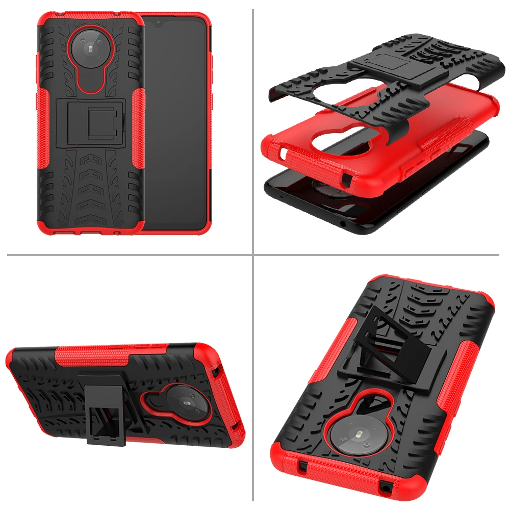 

For Nokia 1 2 3 2.1 3.1 7.1 6.2 7.2 2.2 4.2 2.3 5.3 5.4 2.4 Shockproof Stand Cover hybird pc+soft tpu Back Case
