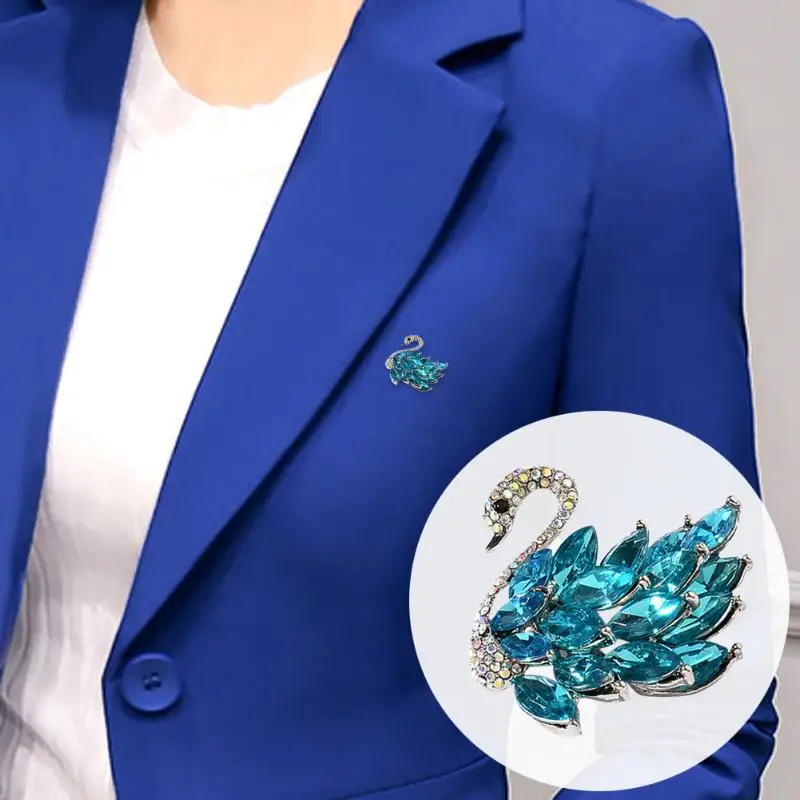 Стразы цветок лебедь брошь значки Унисекс Рюкзак Одежда булавки ювелирные