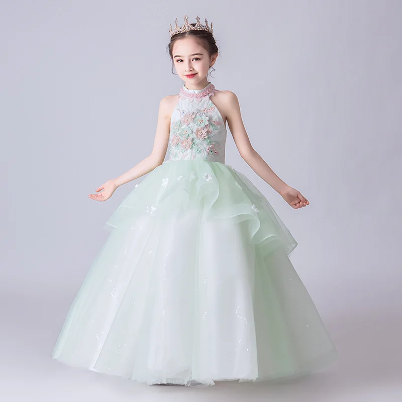 Платье принцессы с вышивкой и блестками для девочек свадебное вечернее платье