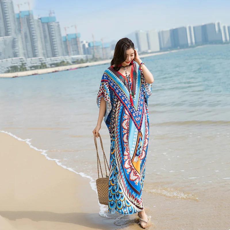 

Fashion Beach Dress New Bohemian Long Skirt Large Size Loose and Thin Super Fairy Dress