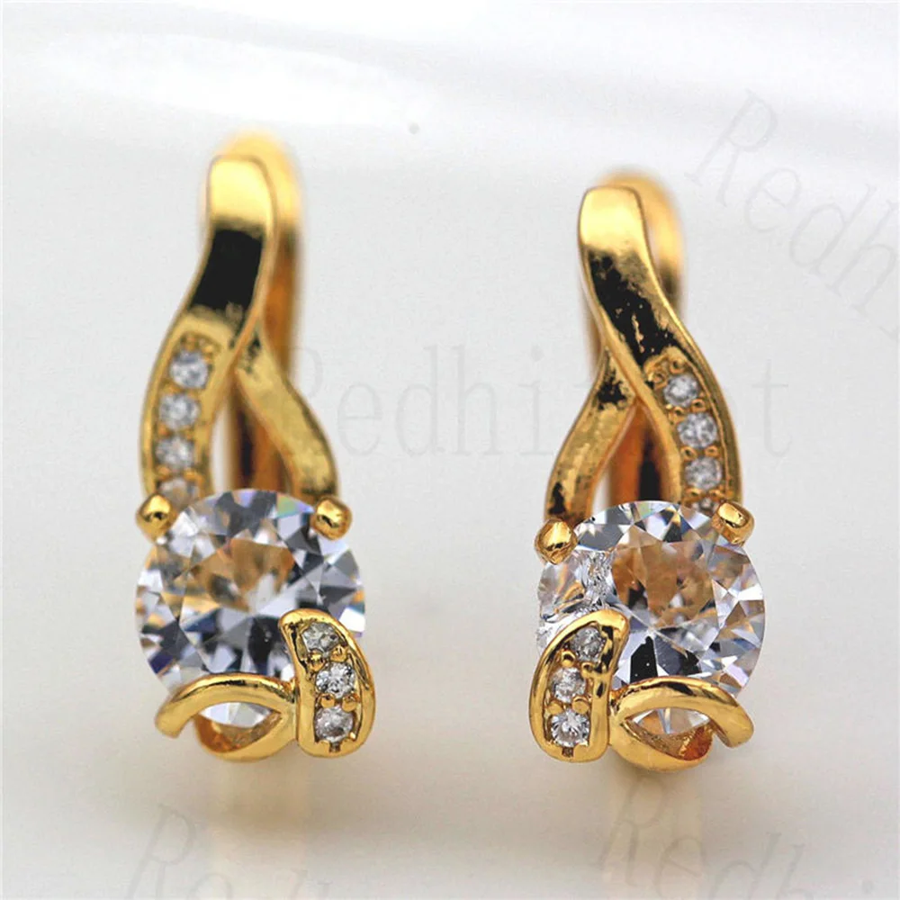 Новое поступление серьги кольца для женщин с круглым цирконием роскошные