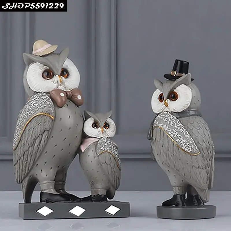 

European style Resin Owl Interior Decoration Decoration Home Cafe Shop Window TV Cabinet Desktop Animal Statue Small Decoration