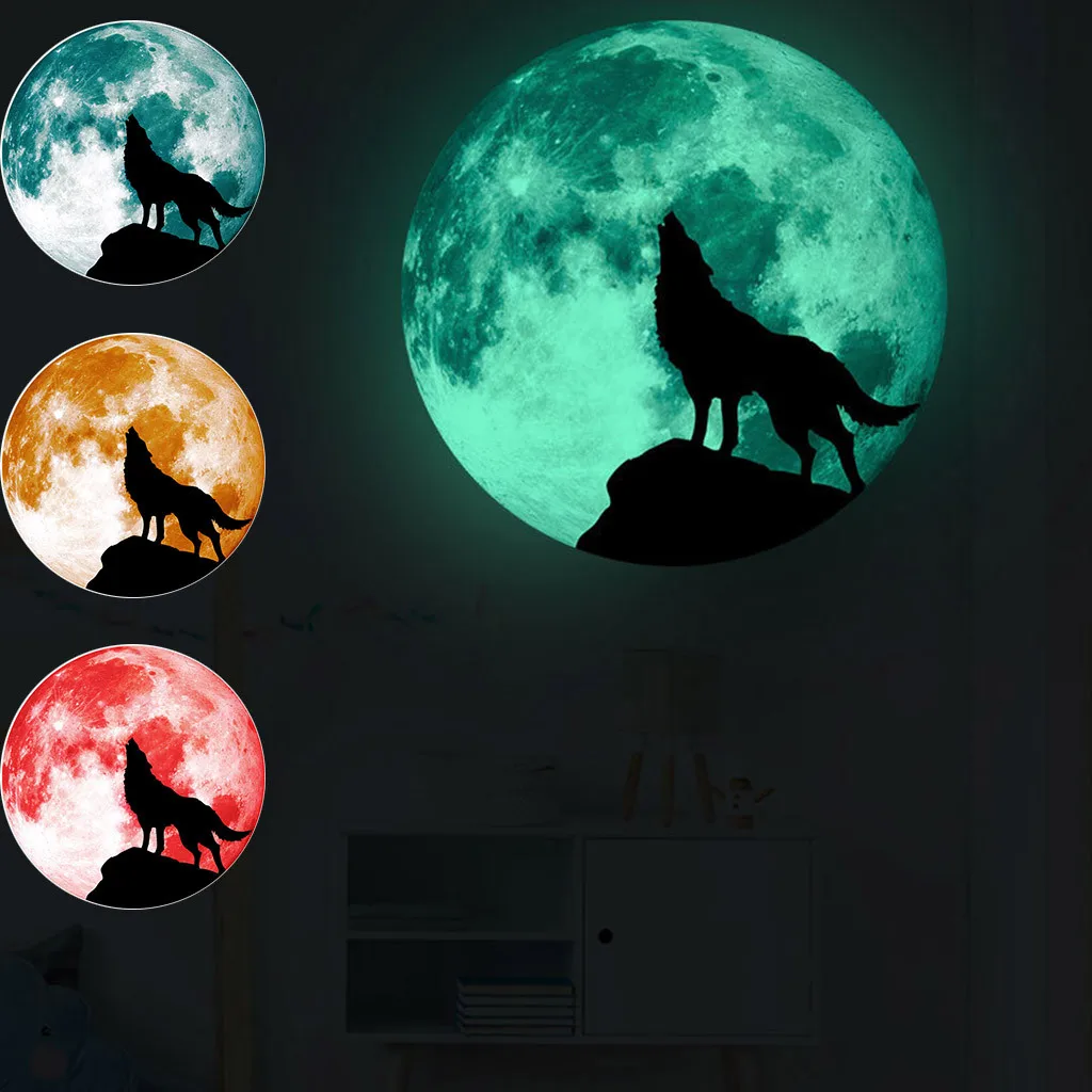 Креативные светящиеся наклейки на стену в виде Луны для украшения дома украшение