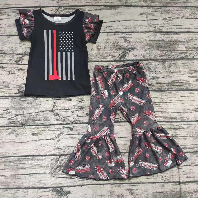 Kids Summer Clothes Toddler Baby Girl Clothes Short Sleeve USMC Marines Kids Clothing Sets 2pcs Baby Outfits Set
