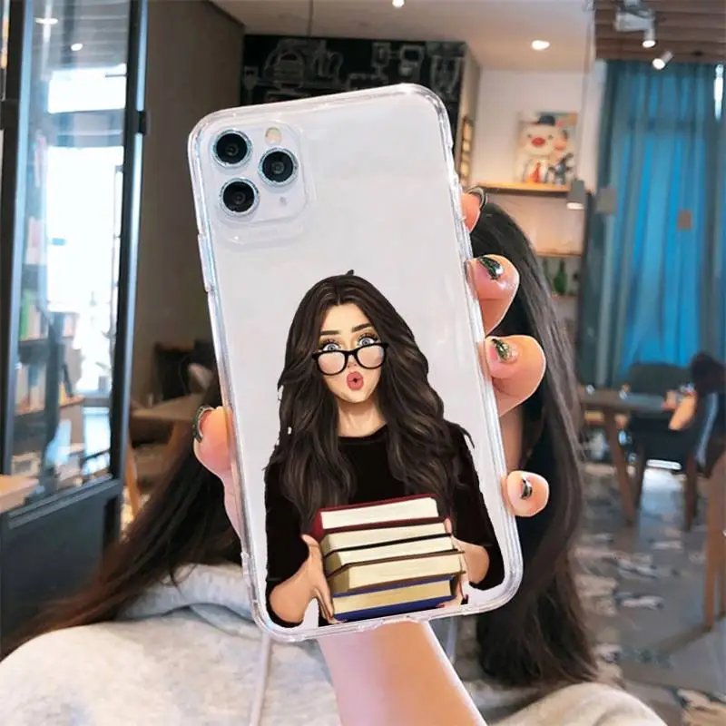 

Girl Boss Pink Women Cartoon Phone Case Transparent for iPhone 6 7 8 11 12 s mini pro X XS XR MAX Plus se cover funda shell