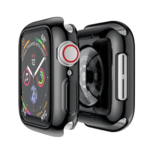 black Чехол для apple watch band 44 мм/40 мм apple watch 5 4 3 band 42 мм/38 мм iwatch защита экрана силиконовый защитный бампер - Цвет: black