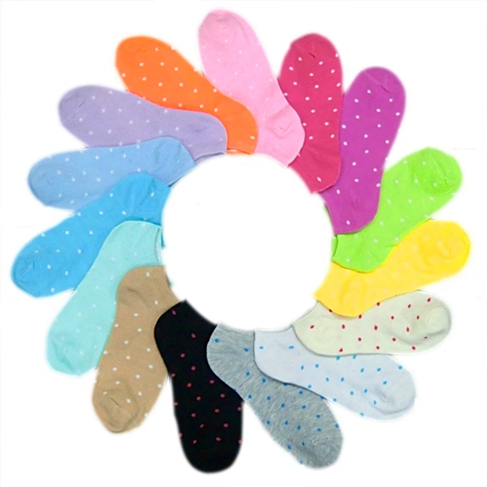 dot mixed 5pairs 5 пар,, носки-лодочки, Мягкие Спортивные Носки ярких цветов, короткие носки, женские удобные хлопковые носки ярких цветов, слипоны - Цвет: dot mixed 5pairs