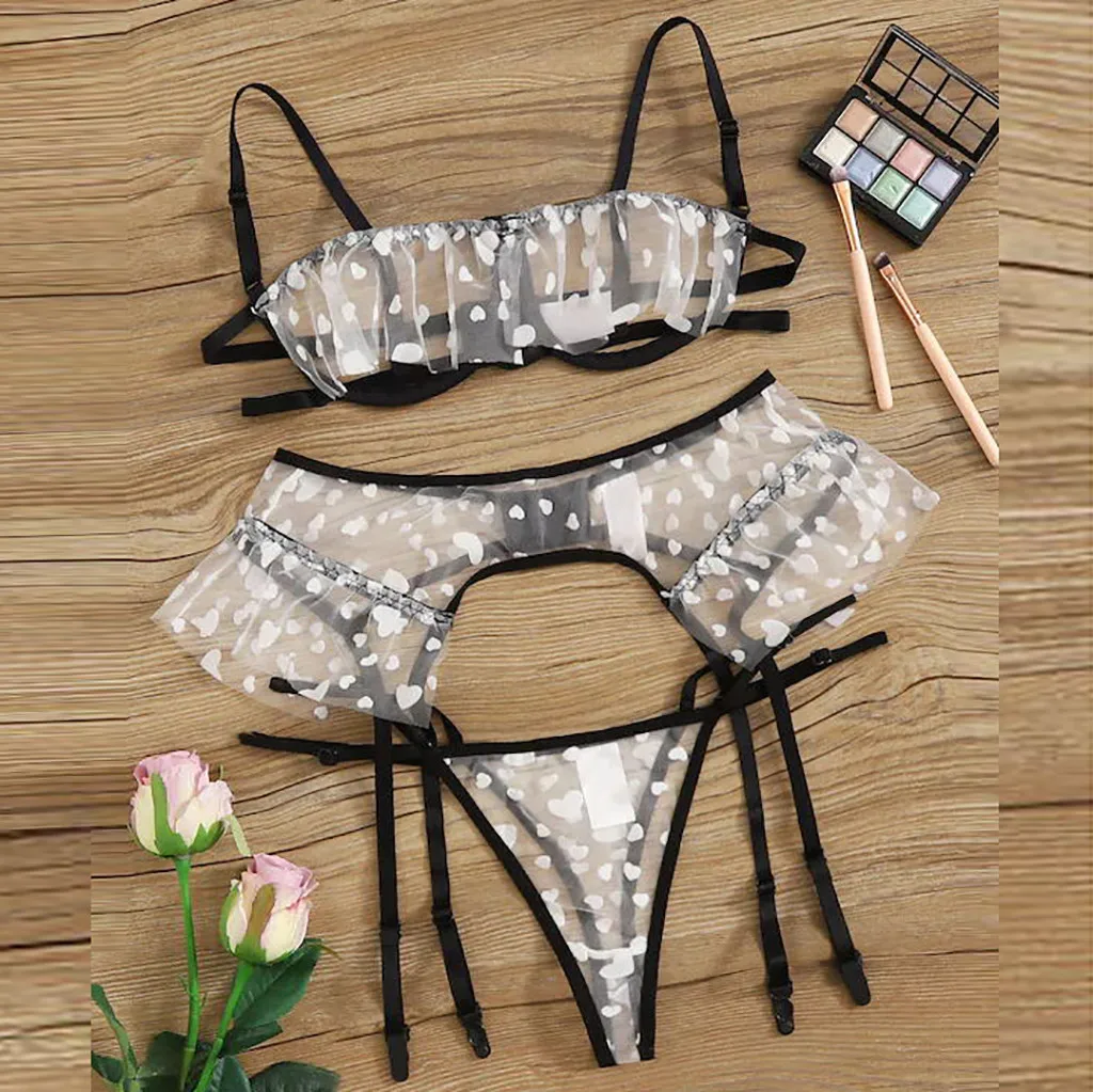 Женское кружевное нижнее белье Соблазнительный комплект из бюстгальтера +