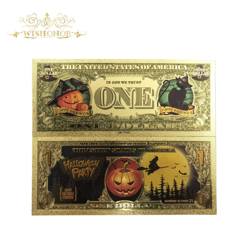 Halloween 2 10 шт./партия новые рождественские банкноты американские 2 доллара банкноты в 24K позолоченные бумажные деньги для подарков - Цвет: Halloween 2