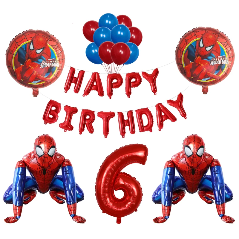 Globo de aluminio 3D de superh&eacute;roes para ni&ntilde;os, decoraci&oacute;n de fiesta de cumplea&ntilde;os de spiderman, juguete para baby shower, accesorios para fotos-2