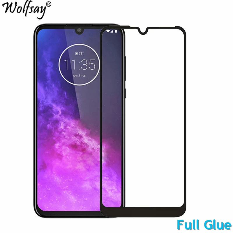 Protector de pantalla de pegamento completo para Motorola Moto One Zoom, vidrio templado de cobertura completa, pel&iacute;cula Premium 9H 2.5D, 2 uds.-0