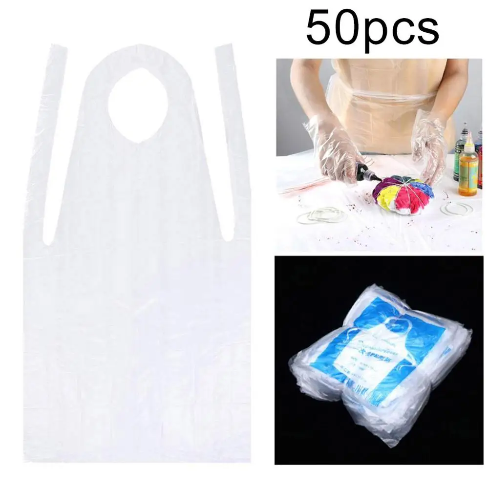 50 шт. прозрачные Кухонные фартуки для взрослых и детей|Фартуки| |
