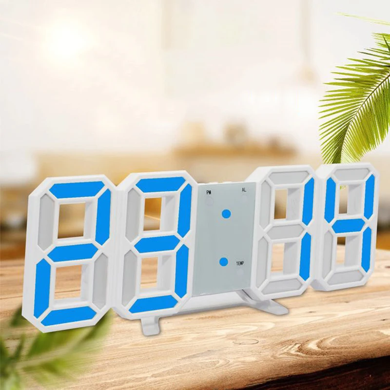 Многофункциональные цифровые электронные часы 3D светодиодный настенный стол яркость Регулируемый Повтор Будильник 12/24 час Температура Дата