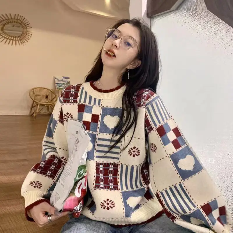 

Knitwear Christmas Sweaters Women 2021 winter warm Harajuku Fashion Female Loose Pullover Tops Casual Streetwear Girls Sweaters