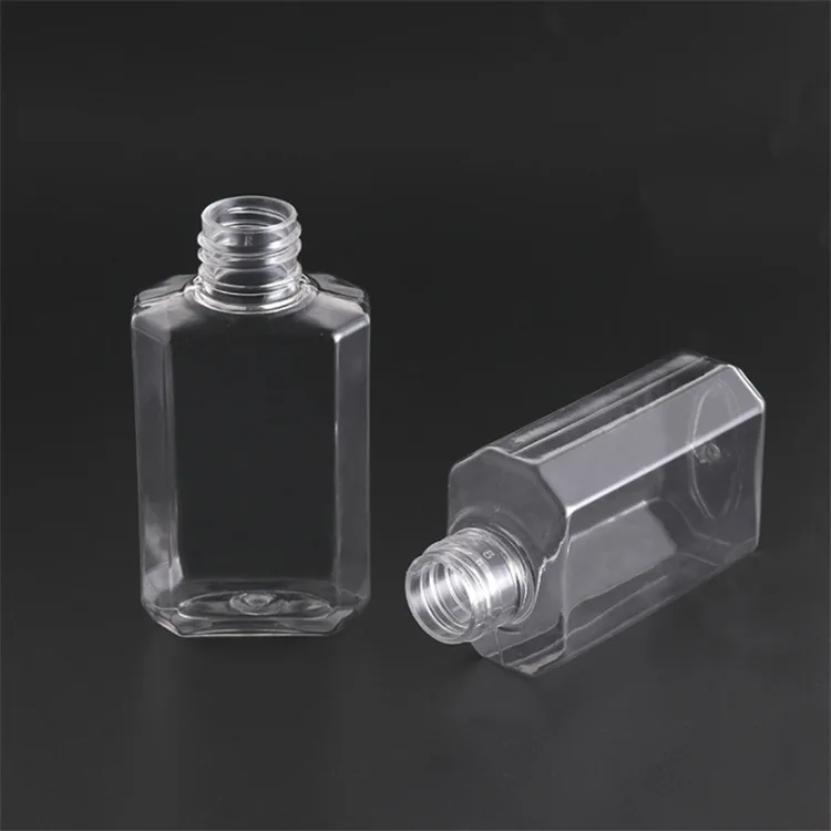 

500pcs 30ml 60ml Empty PET Plastic Bottle with Flip Cap Transparent Square Shape Bottle for Disposable Hand Sanitizer Gel W0002