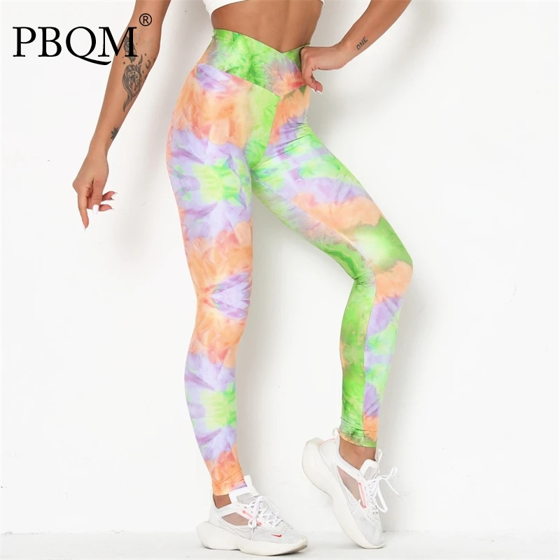 

Новинка 2021, женские бесшовные спортивные обтягивающие штаны PBQM с высокой талией и принтом для занятий йогой, женские дышащие штаны для фитн...