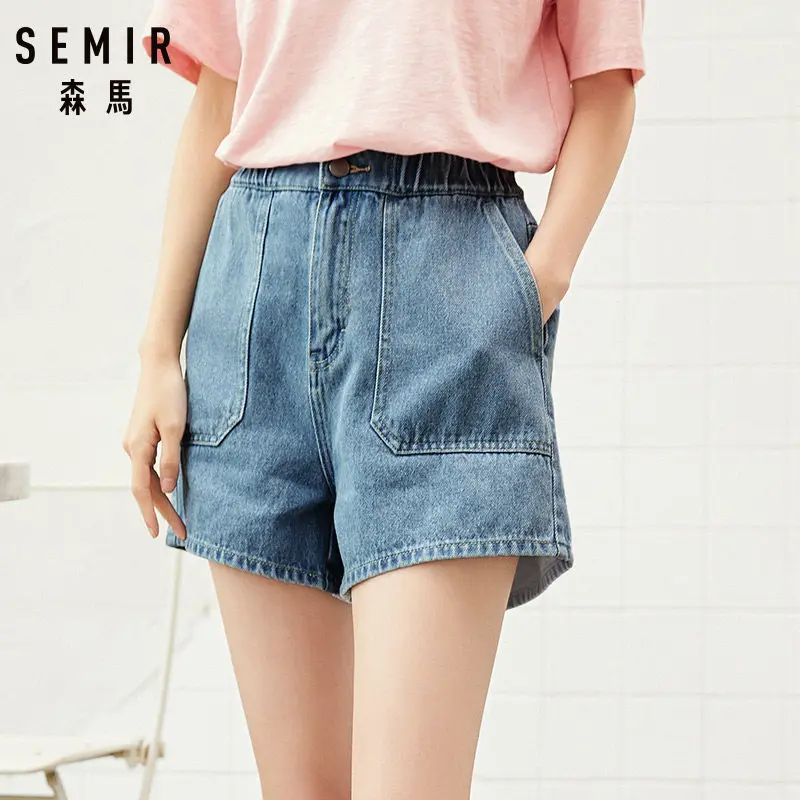 Женские джинсовые шорты SEMIR тонкие ретро с высокой талией лето 2019 | Женская одежда