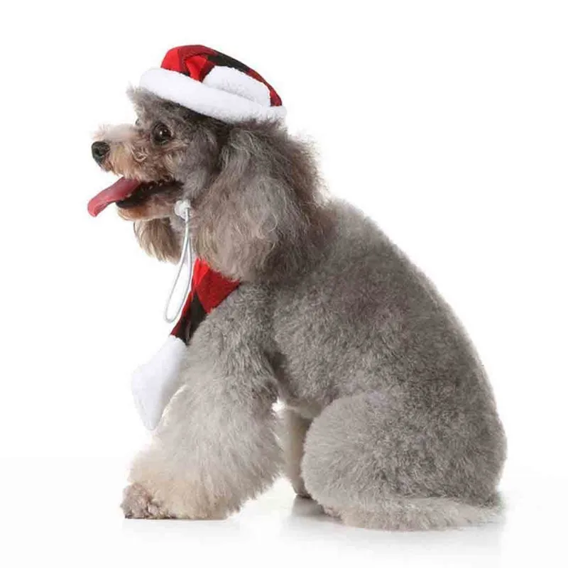 Женская одежда Рождественский набивной шарф и шапка для собаки комплект одежды