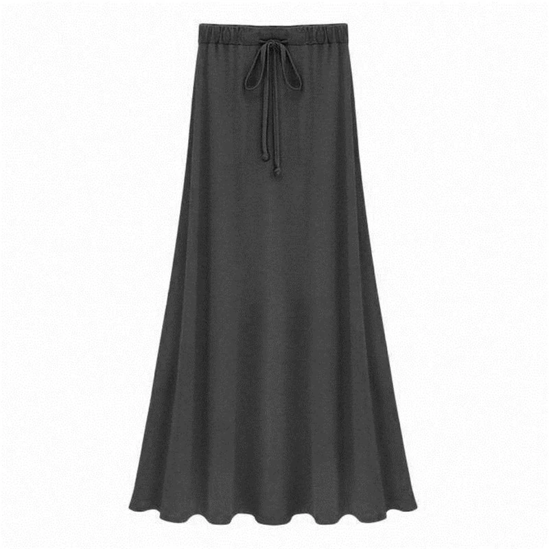 

Sexy Summer Slit Side Skirt Women Fashion Casual Long Maxi Skirt Sexy Stretchy Solid Lace-Up Gray Black Skirts
