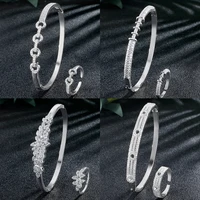 zakol trendy round string bridal jewelry cubic zirconia ring bracelet set for women wedding dinner dress accessories fssp1010