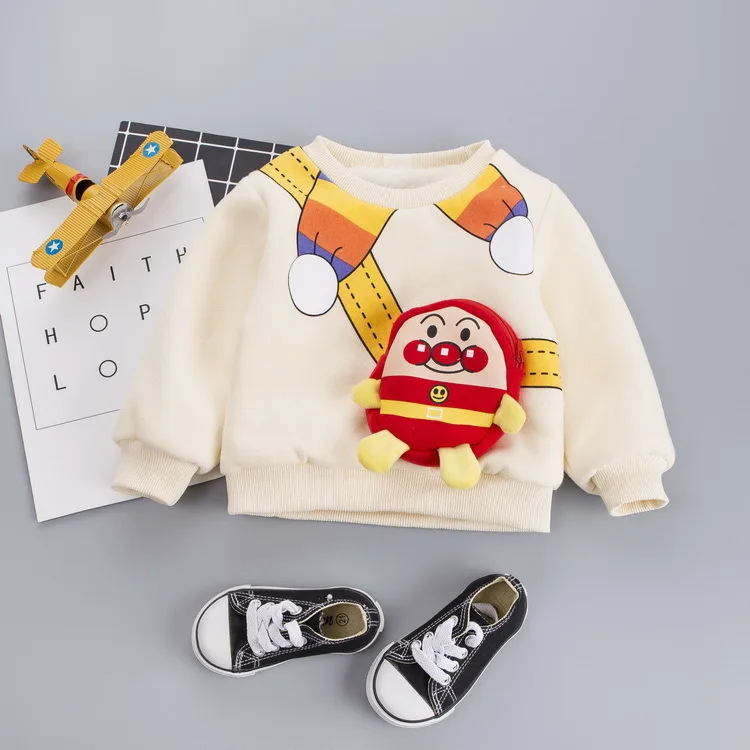 Зимний свитер для отдыха с мультяшным роботом и котом новый утепленный бархатный