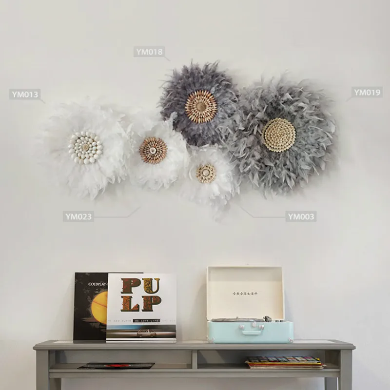 Настенное украшение с перьями Подвесной Настенный креативный гобелен настенный