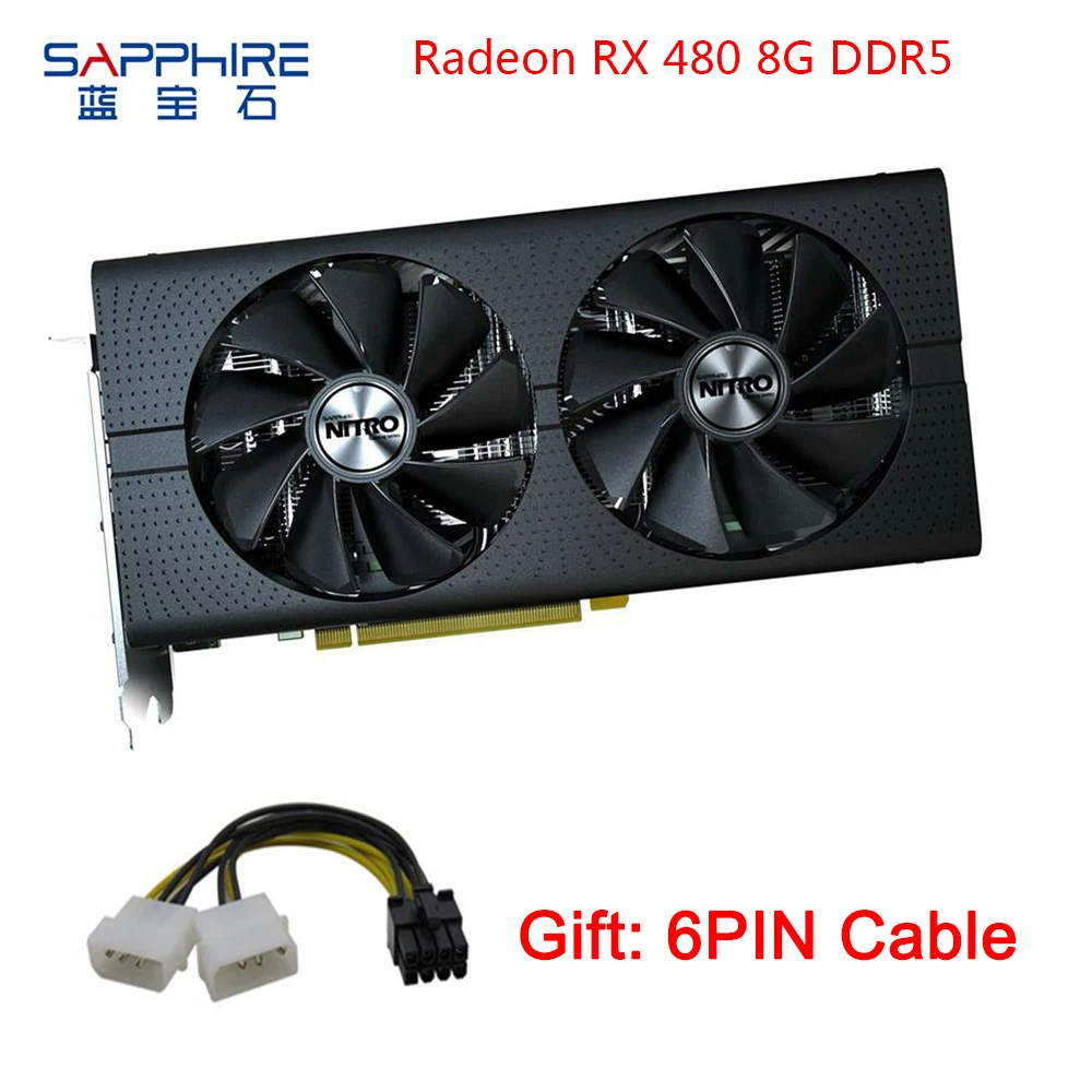Игровая Видеокарта SAPPHIRE Radeon AMD RX480 GPU 256 бит 8 ГБ GDDR5 для настольных ПК|Видеокарты| |