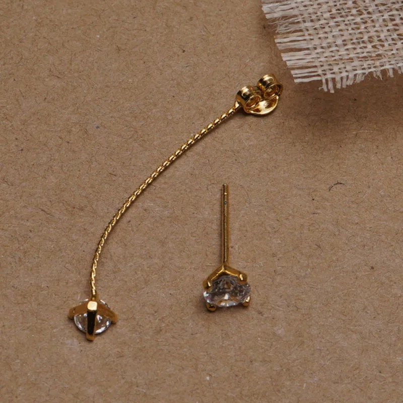 

Simple Zircon Long Earrings Front And Back Delicate Korean Earrings 2021 Women Girls Jewelry Wholesale