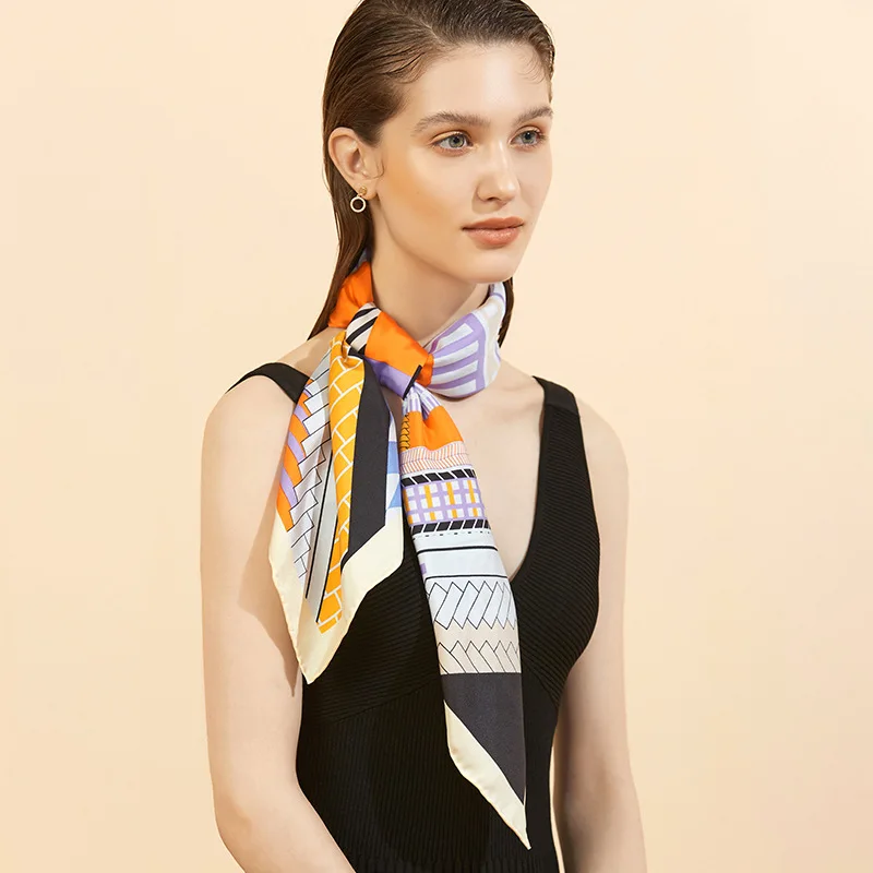 Шарф с геометрическим принтом в европейском и американском стиле большой