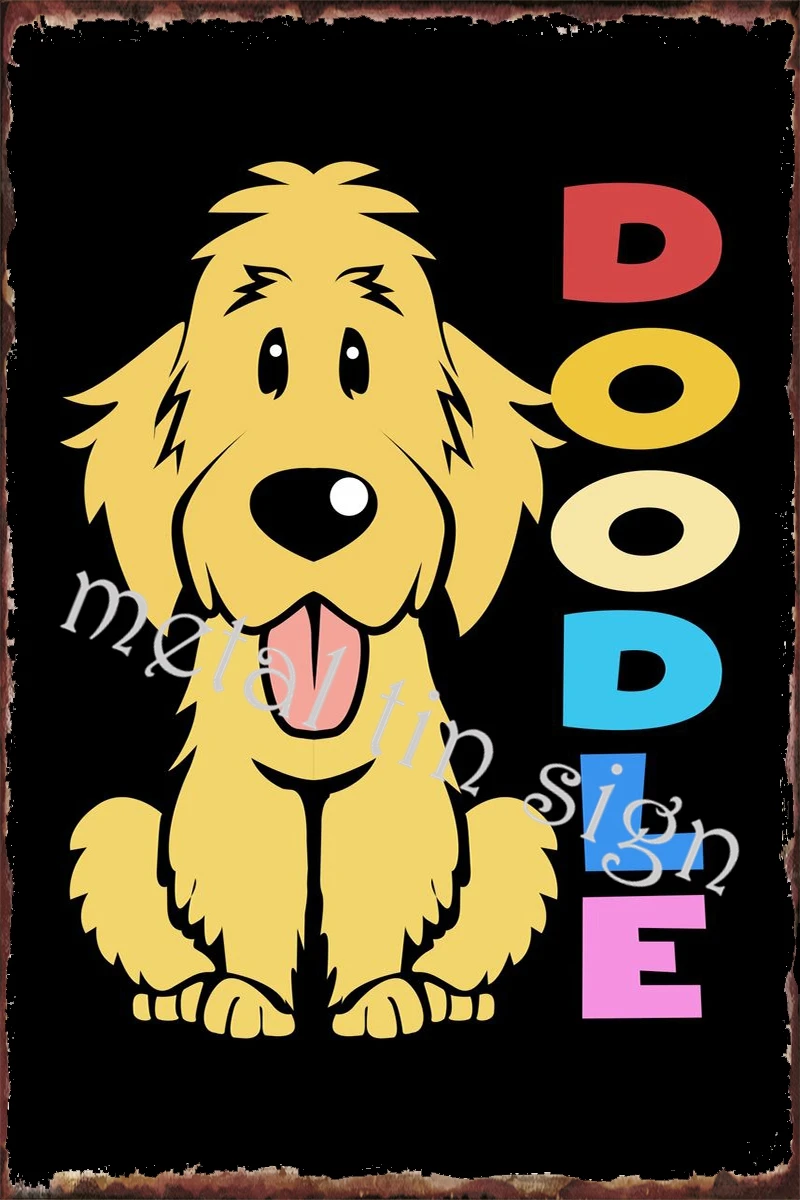

Goldendoodle Cute Dog Tin Sign Tin Plates Wall Decor Retro Vintage Metal Sign For Art Pub Home Club Man Cave Cafe