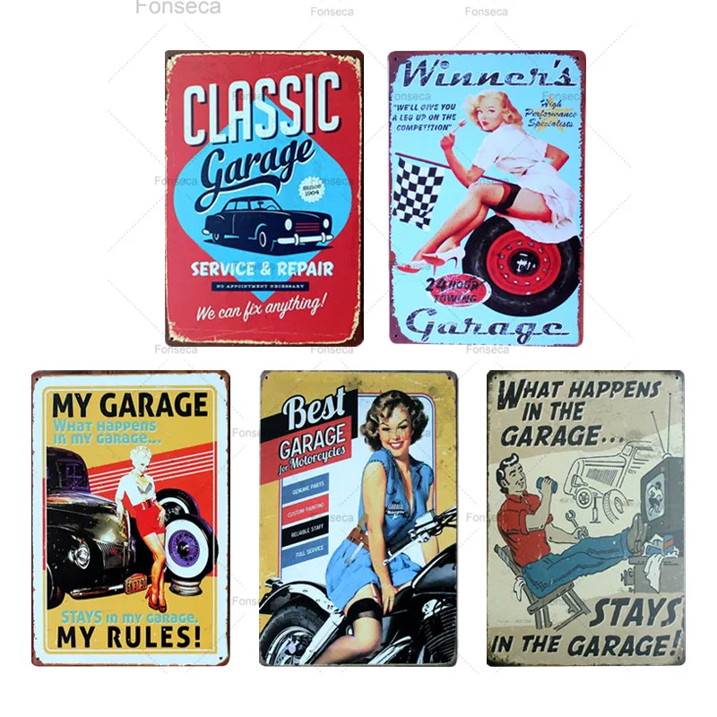 My &quotGarage Rules&quot Оловянная вывеска декор для стен металлический художественный
