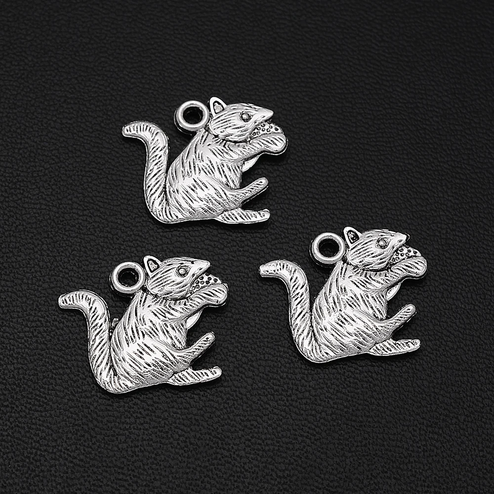 

10pcs/Lots 17x20mm Antique Silver Plated Squirrel Charm Animal Pendants For Diy Jewellery Making Bulk Items Crafts Hqd Wholesale