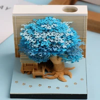 memo pads 3d convenience stickers craft cut creative gifts non sticky tree house block crafts paper art tank stereo model note