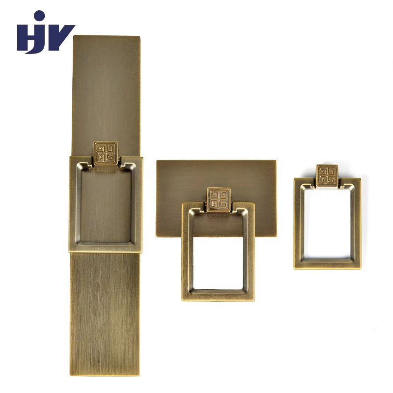 

HJY Antique Bronze Cabinet Handle Vintage Drawer Knobs Wardrobe Door Handles Closet Pulls Zine Alloy Furniture Hardware Chinese